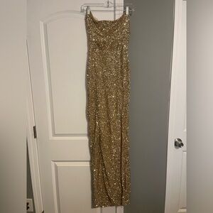 Oh Polly Gold Sequin Dress - Jasella